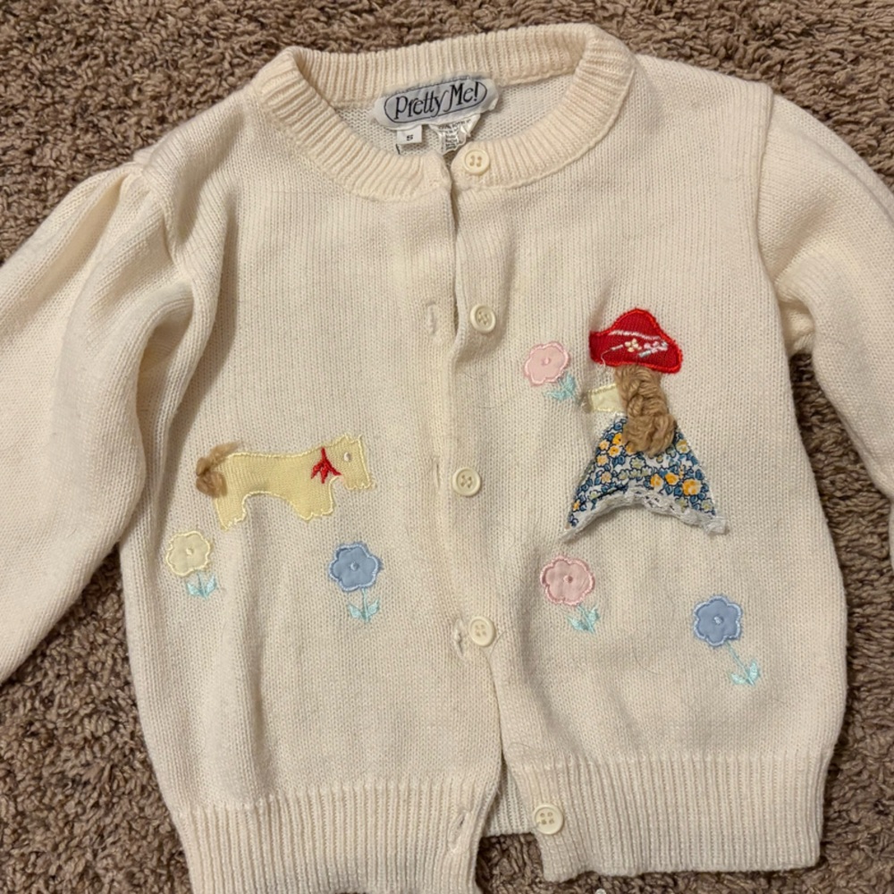Vintage Cream Cardigan with Embroidered Details